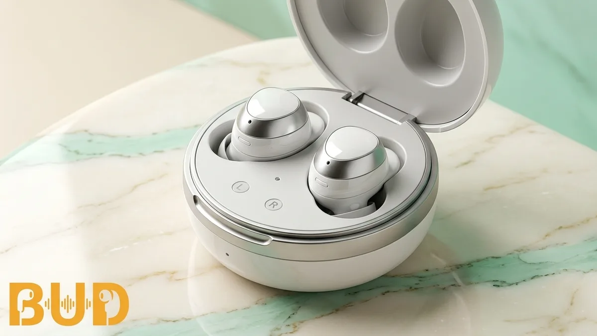 หูฟังไร้สาย Samsung Galaxy Buds สีขาวเงิน พร้อมเคสชาร์จทรงกลม