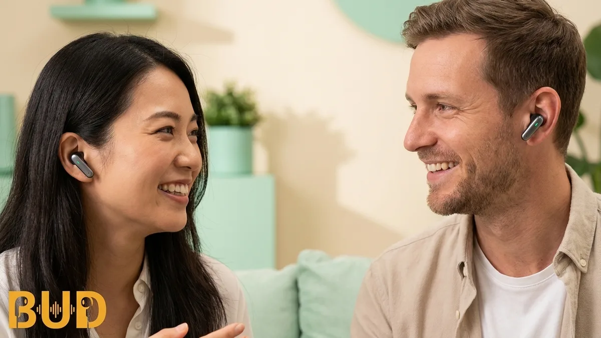 คนสองชาติคุยกันโดยใส่หูฟังแปลภาษา สื่อสารข้ามภาษาแบบเรียลไทม์